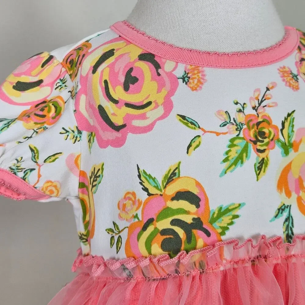 Matilda Jane Baby Tiered Tulle‎ Floral Dress Peach Pink | Toddler 12 - 18 Months